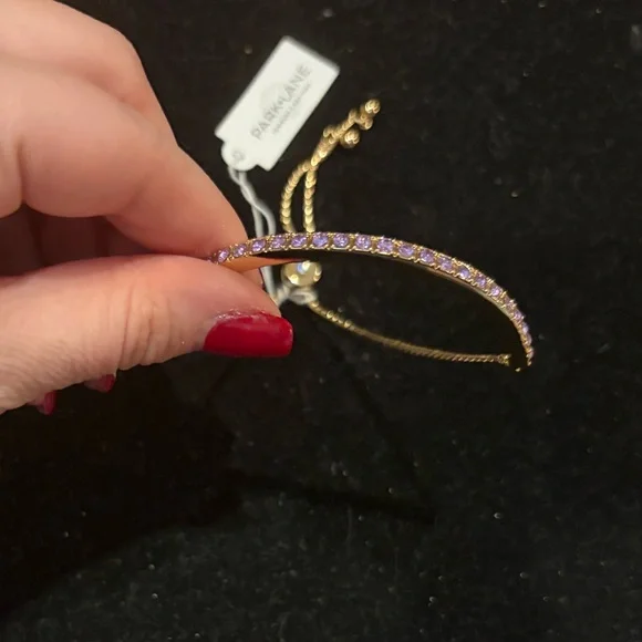 NWT Park Lane Purple Swarovski crystals bracelet, Pull chain closure - Picture 6 of 7